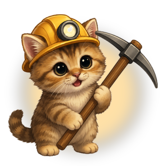 Cat miner landing on an asteroid