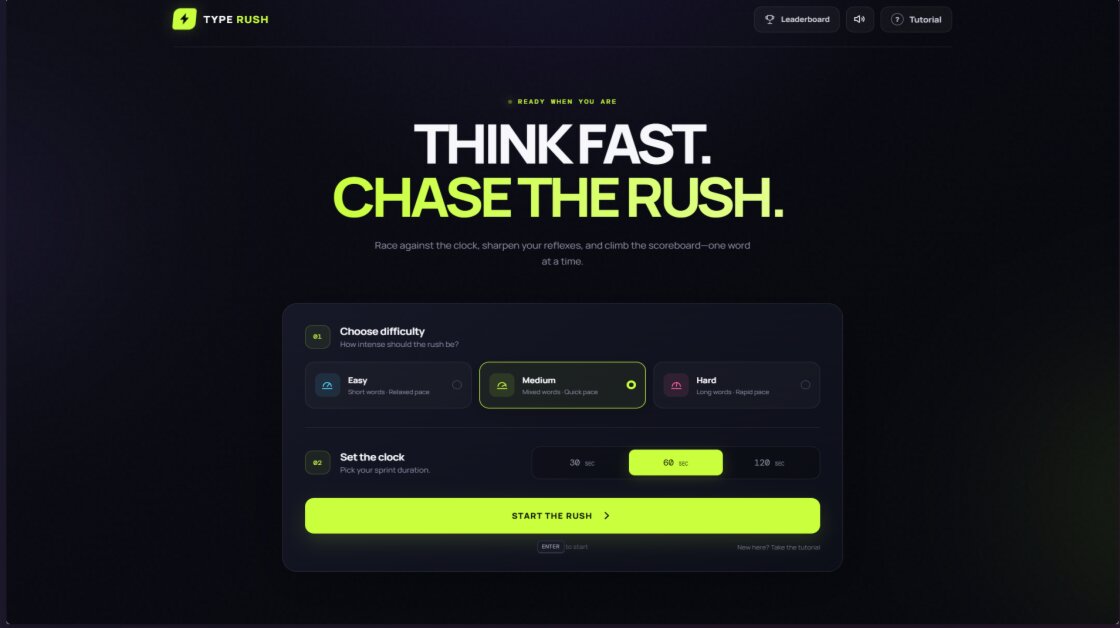 Type Rush – Fast-Paced Typing Speed Game