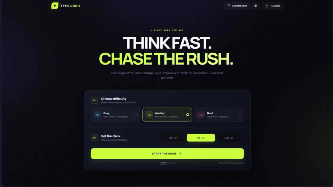 Type Rush – Fast-Paced Typing Speed Game
