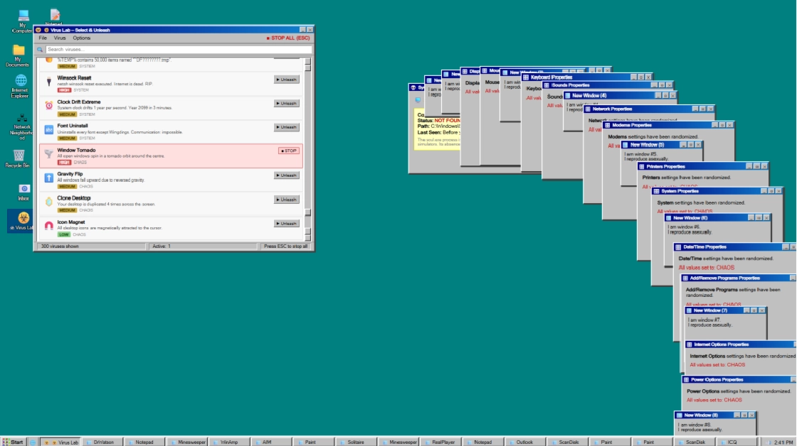 Windows 98 Safe Virus Simulator