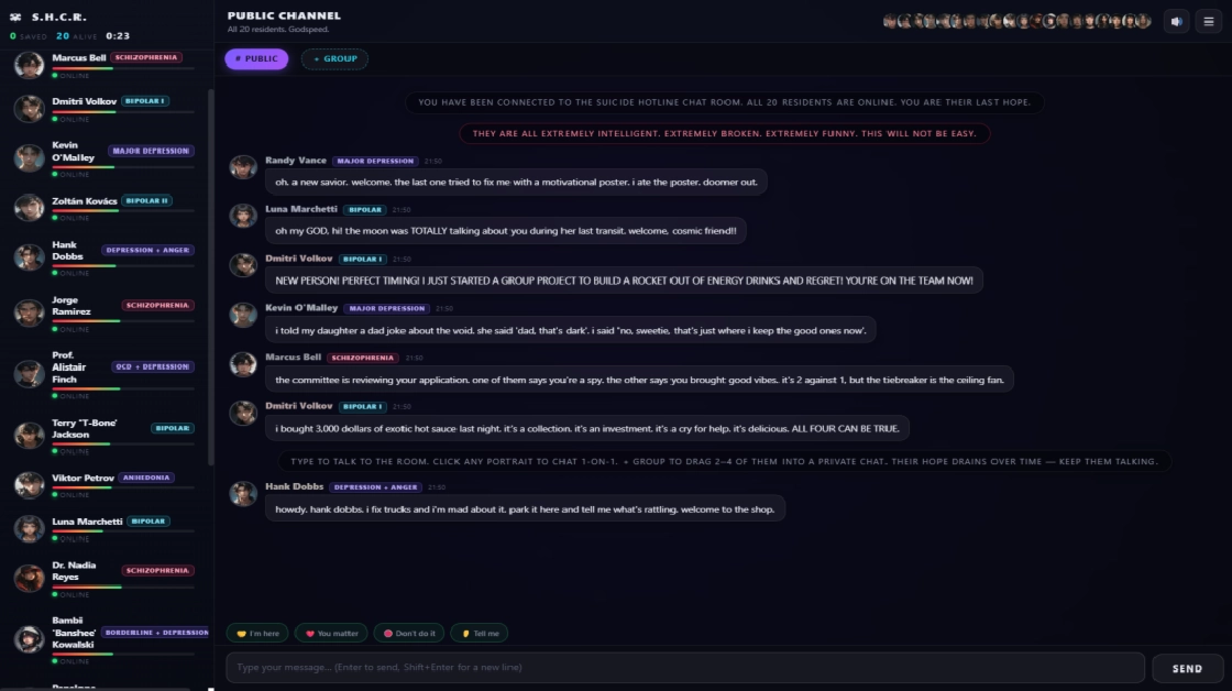 Suicide Hotline Chat Room
