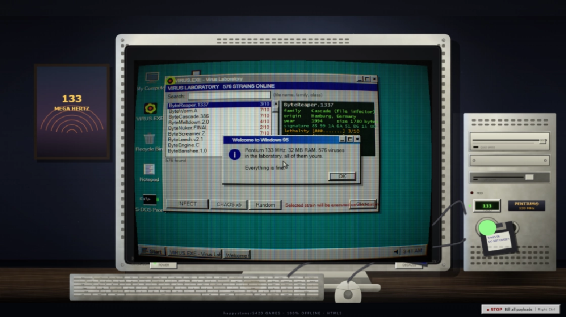 Pentium 133 MHz Virus Simulator Win 95